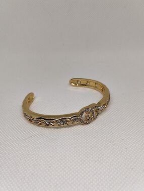 Gold Crystal Open Cuff Bracelet